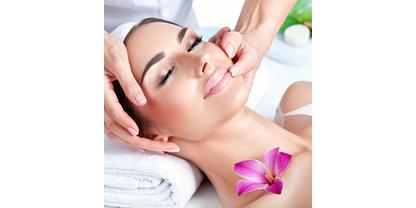 Client receiving a calming facial treatment